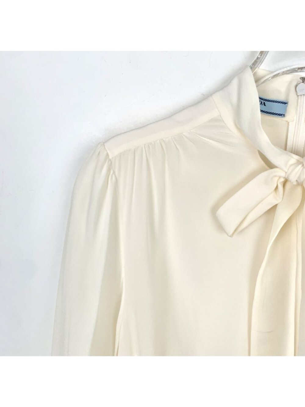 Prada Ivory Silk Long-Sleeve Blouse - Picture 3 of 8